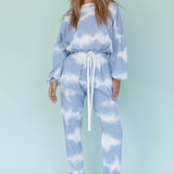 Low Key Drawstring Ribbed Pants Blue
