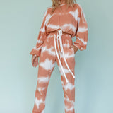 Low Key Drawstring Ribbed Pants Orange
