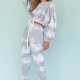 Low Key Dropped Shoulder Ribbed Top Grey