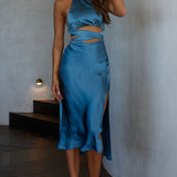 Social Butterfly Cut-Out Waist Midi Dress Midnight Blue