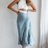 Social Butterfly Cut-Out Waist Midi Dress Teal