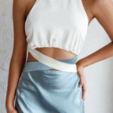 Social Butterfly Cut-Out Waist Midi Dress Teal