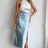 Social Butterfly Cut-Out Waist Midi Dress Teal