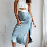 Social Butterfly Cut-Out Waist Midi Dress Teal