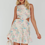 Jinx Open Back Flounce Mini Dress Pink