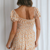 Amilie Shirred Waist Sundress Dainty Floral Mustard