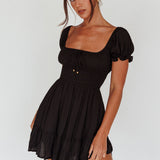 Amilie Shirred Waist Sundress Black