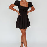 Amilie Shirred Waist Sundress Black