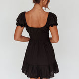 Amilie Shirred Waist Sundress Black