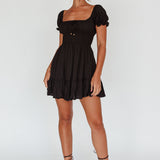 Amilie Shirred Waist Sundress Black
