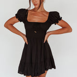 Amilie Shirred Waist Sundress Black