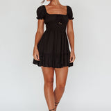 Amilie Shirred Waist Sundress Black