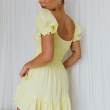 Amilie Shirred Waist Sundress Lemon