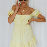 Amilie Shirred Waist Sundress Lemon