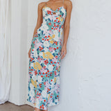 Missoula Cami Strap Padded Bust Midi Dress Flower Print Green