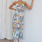 Missoula Cami Strap Padded Bust Midi Dress Flower Print Green