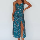 Missoula Cami Strap Padded Bust Midi Dress Printed Green