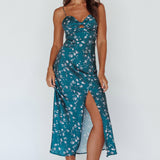 Missoula Cami Strap Padded Bust Midi Dress Printed Green