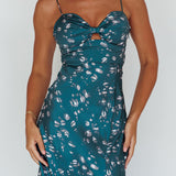 Missoula Cami Strap Padded Bust Midi Dress Printed Green