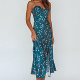 Missoula Cami Strap Padded Bust Midi Dress Printed Green