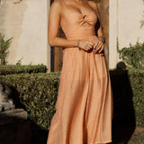 Alpha Cut-Out Bodice Textured Jumpsuit Apricot