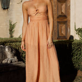 Alpha Cut-Out Bodice Textured Jumpsuit Apricot
