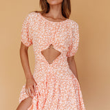 Your Moment Cut-Out Waist Dress Floral Orange