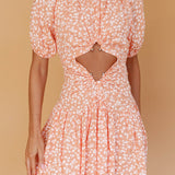 Your Moment Cut-Out Waist Dress Floral Orange