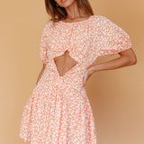 Your Moment Cut-Out Waist Dress Floral Orange