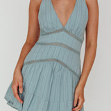 Arisha Open Back A-Line Mini Dress Sage