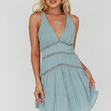 Arisha Open Back A-Line Mini Dress Sage