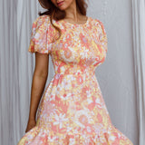 Crystal Shores Shirred Bust Mini Dress Floral Yellow