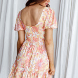 Crystal Shores Shirred Bust Mini Dress Floral Yellow