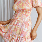 Crystal Shores Shirred Bust Mini Dress Floral Yellow
