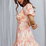 Crystal Shores Shirred Bust Mini Dress Floral Yellow