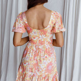Crystal Shores Shirred Bust Mini Dress Floral Yellow
