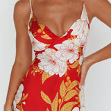 Infinity Pintuck Bust Midi Dress Flower Red