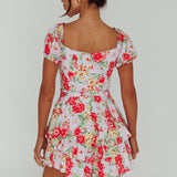 Whimsical Cut-out Bodice Romper Floral Pink