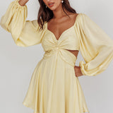 Miraya Balloon Sleeve Twist Mini Dress Butter
