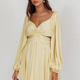 Miraya Balloon Sleeve Twist Mini Dress Butter