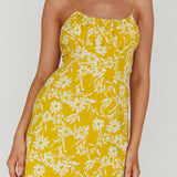 Inana Tied Back Mini Dress Floral Yellow