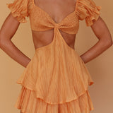 Vacay Mode Shirred Bust Romper Orange