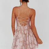 Merida Lace-Up Back Dress Floral Blush