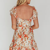 Diandre Godet Hem Mini Dress Floral Orange