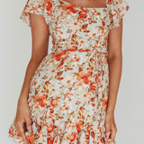 Diandre Godet Hem Mini Dress Floral Orange