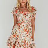 Diandre Godet Hem Mini Dress Floral Orange