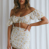 April Flowers Puff Sleeve Top Floral Yellow