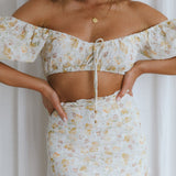 April Flowers Puff Sleeve Top Floral Yellow