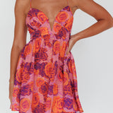 Le Jardins A-Line Mini Dress Roses Red