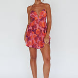 Le Jardins A-Line Mini Dress Roses Red